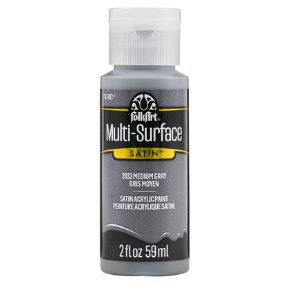 FolkArt Multi-Surface Satin Acrylic Paint 2 oz - 2933 Medium Gray