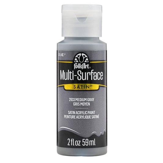 FolkArt Multi-Surface Satin Acrylic Paint 2 oz - 2933 Medium Gray