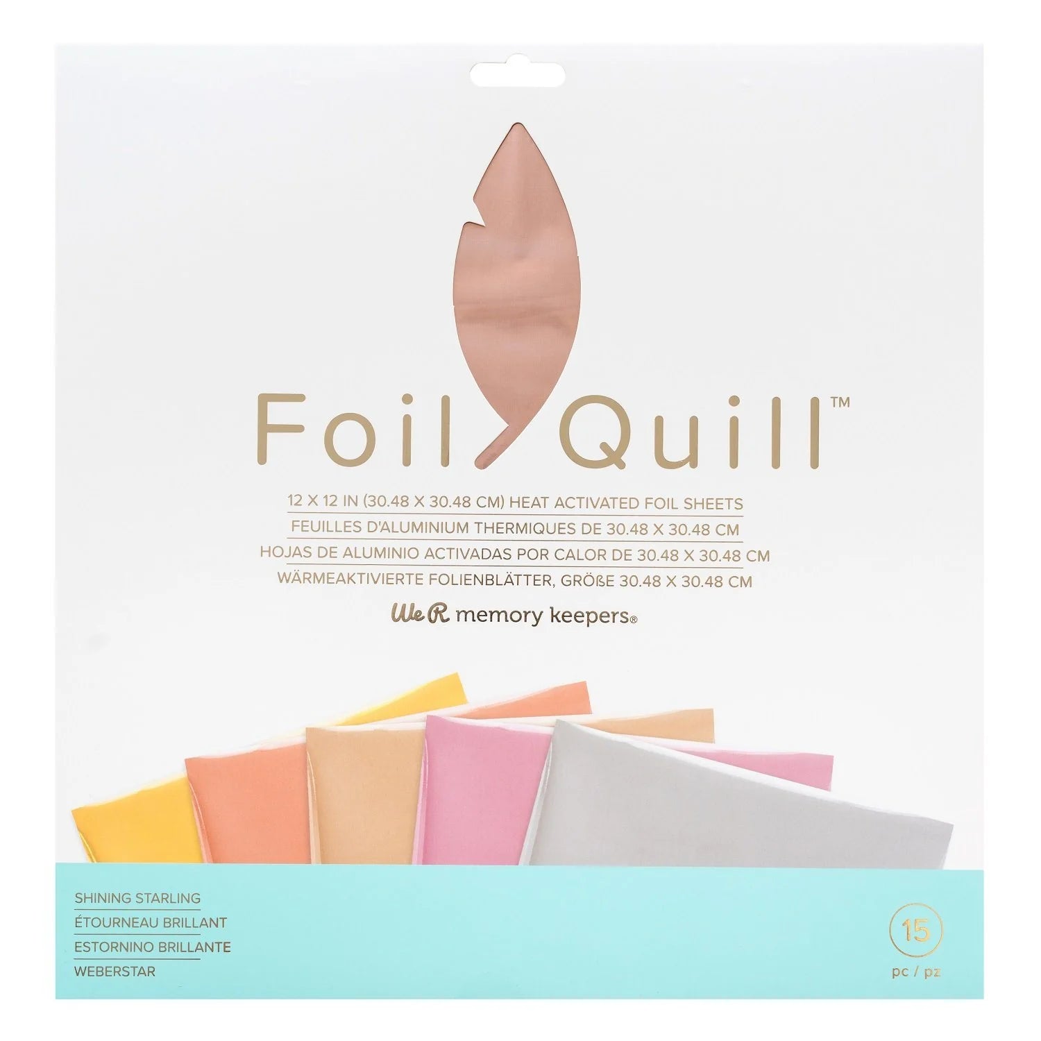 Packaging of Foil Quill heat activated foil sheets with colorful foils inside.