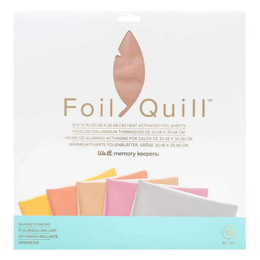 Packaging of Foil Quill heat activated foil sheets with colorful foils inside.