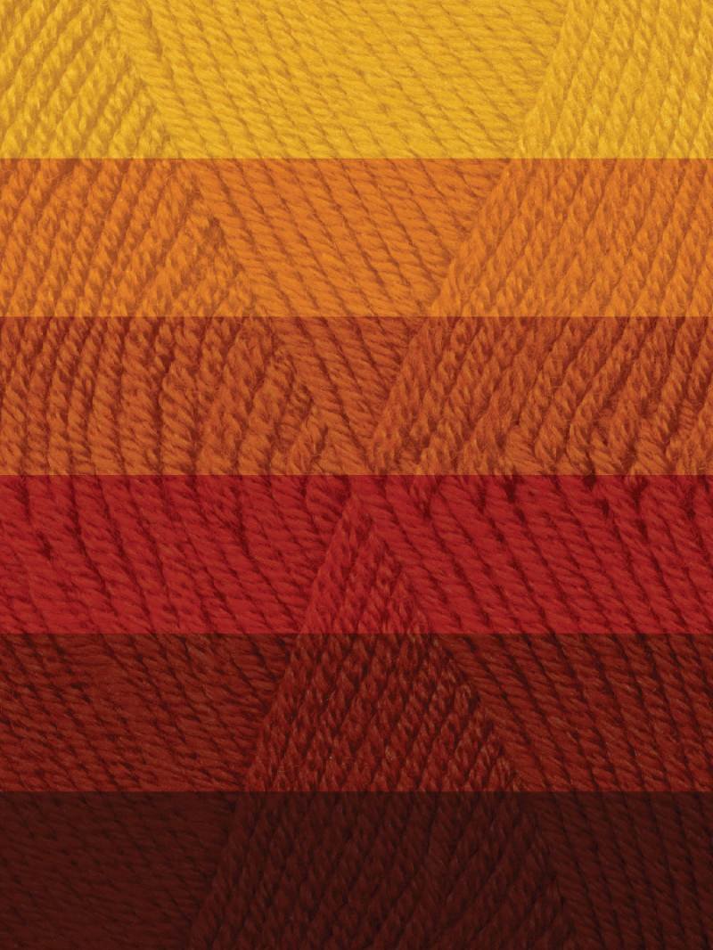 Close-up of yarn with red, orange, and yellow stripes.