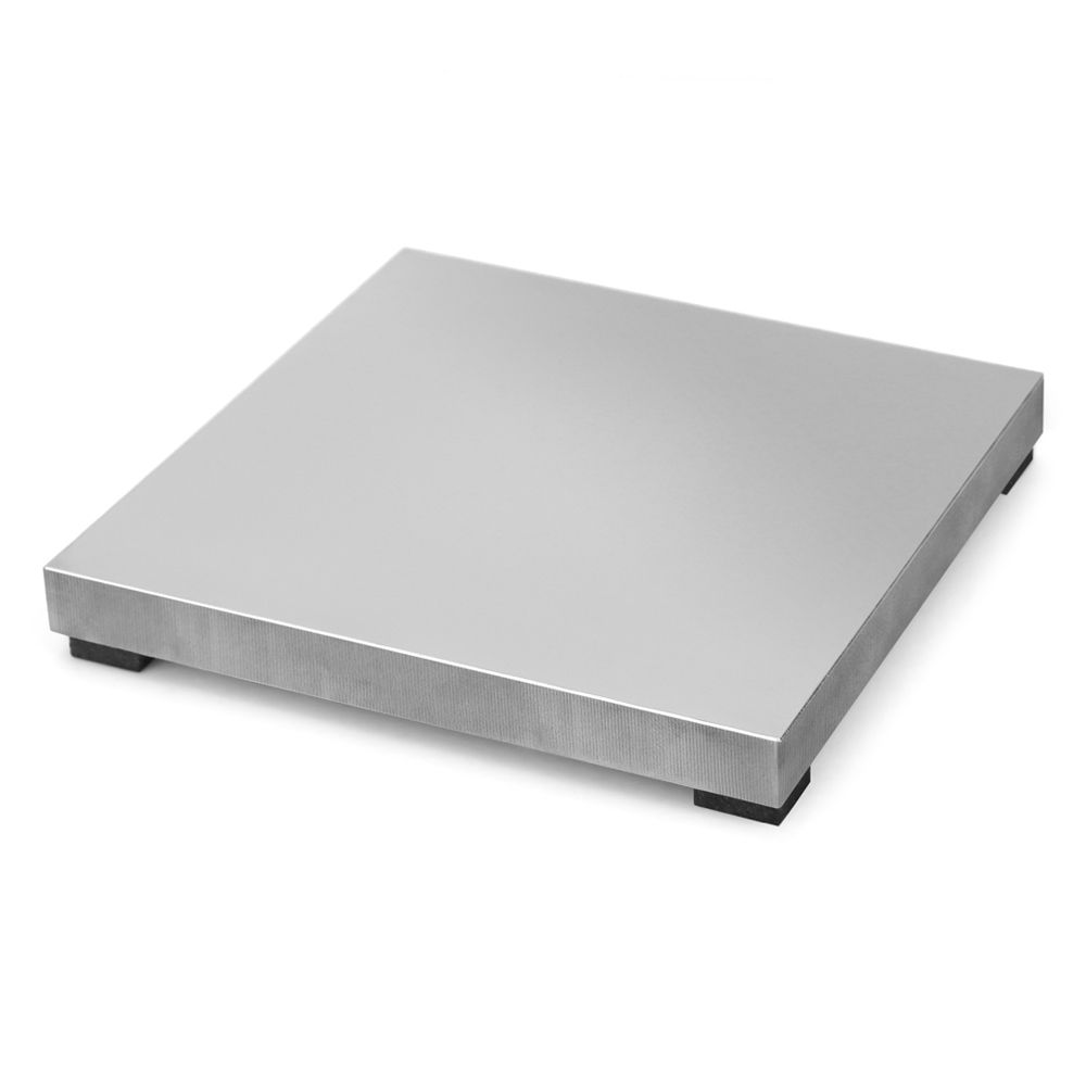 Metallic square platform for metal stamping on a white background