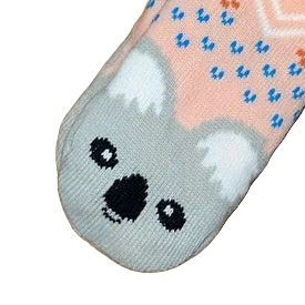 Sock with a koala design on a white background