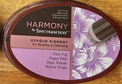 A Spectrum Noir Harmony Opaque Pigment Inkpad in the color Pale Fig, which is acid-free, archival, slow-drying, and designed for blending and embossing.