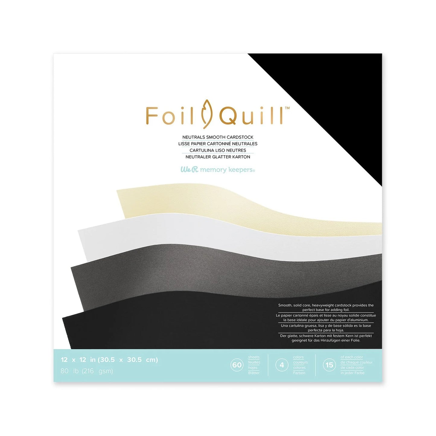 FoilQuill packaging with neutral color swatches on a white background