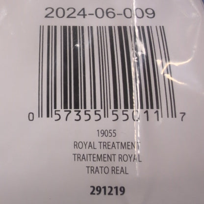Product label with barcode and text on a clear background