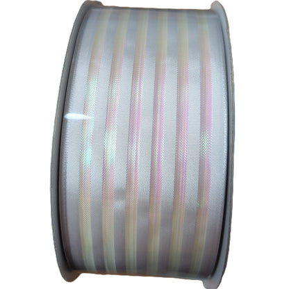 Spool of striped ribbon on a white background