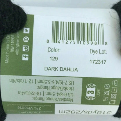 Label with product details including a barcode, color code, and dye lot number on a white background.