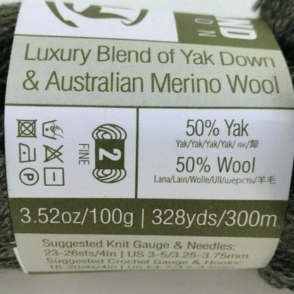 Yak down and Merino wool label with product details