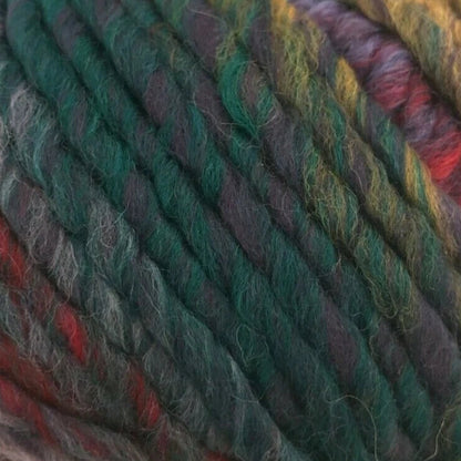Multicolored skein of yarn on a white background