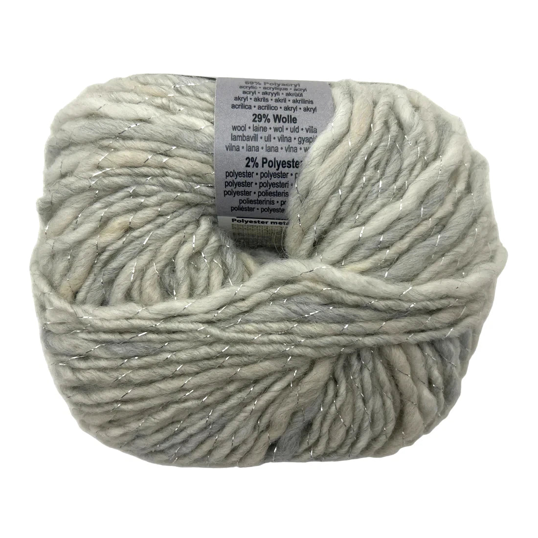 Ball of yarn with a label on a white background