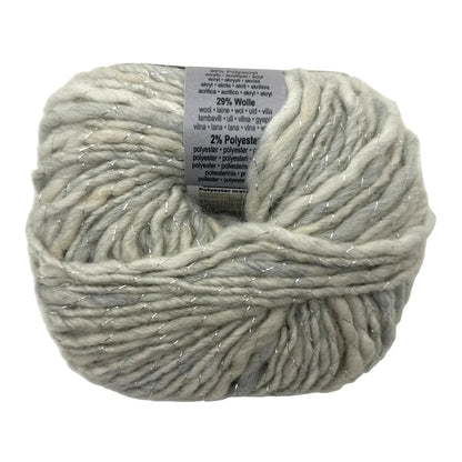 Ball of yarn with a label on a white background