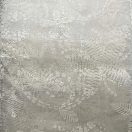 Sheer White Floral - 2.5" Wire-Edged Ribbon 50 yd Roll