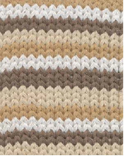 Striped fabric with brown, beige, and white colors.