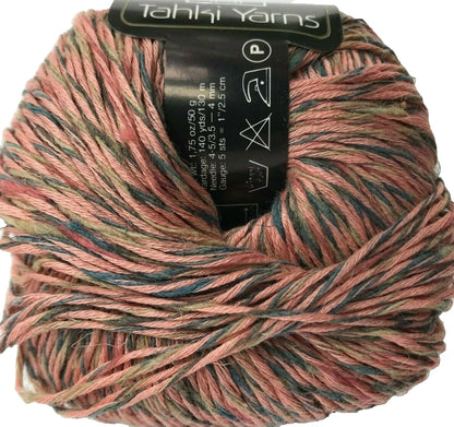 Ball of yarn with a Tahki Yarns label on a white background