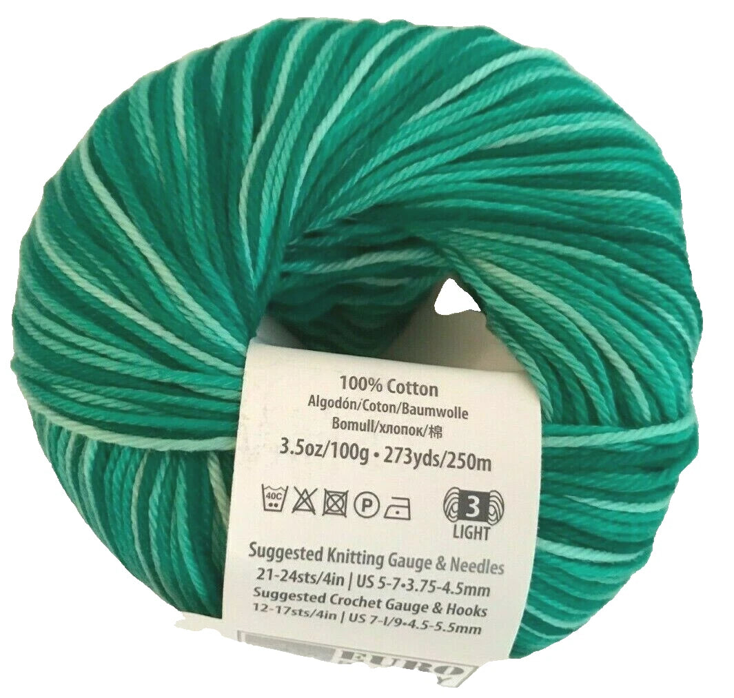 Green yarn skein with label on a white background