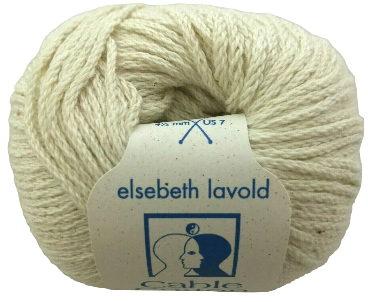 Ball of yarn with Elsebeth Lavold label on a white background
