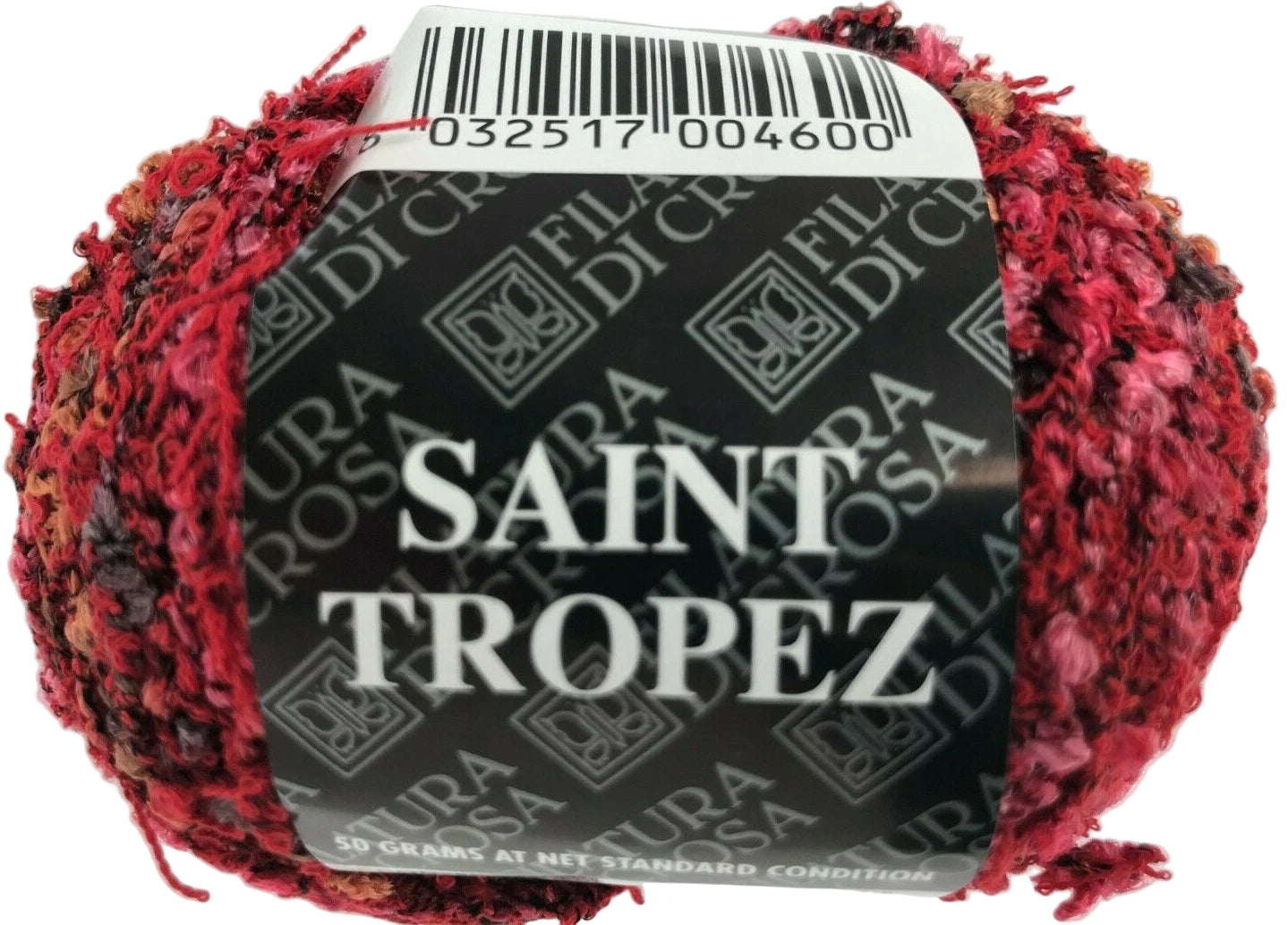 Ball of yarn with 'Saint Tropez' label on a white background