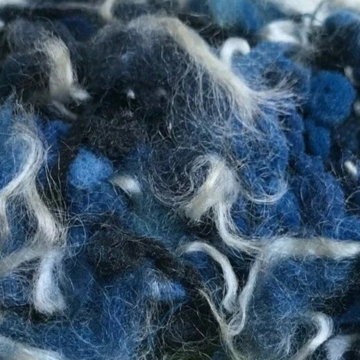 Close-up of blue and white fibers