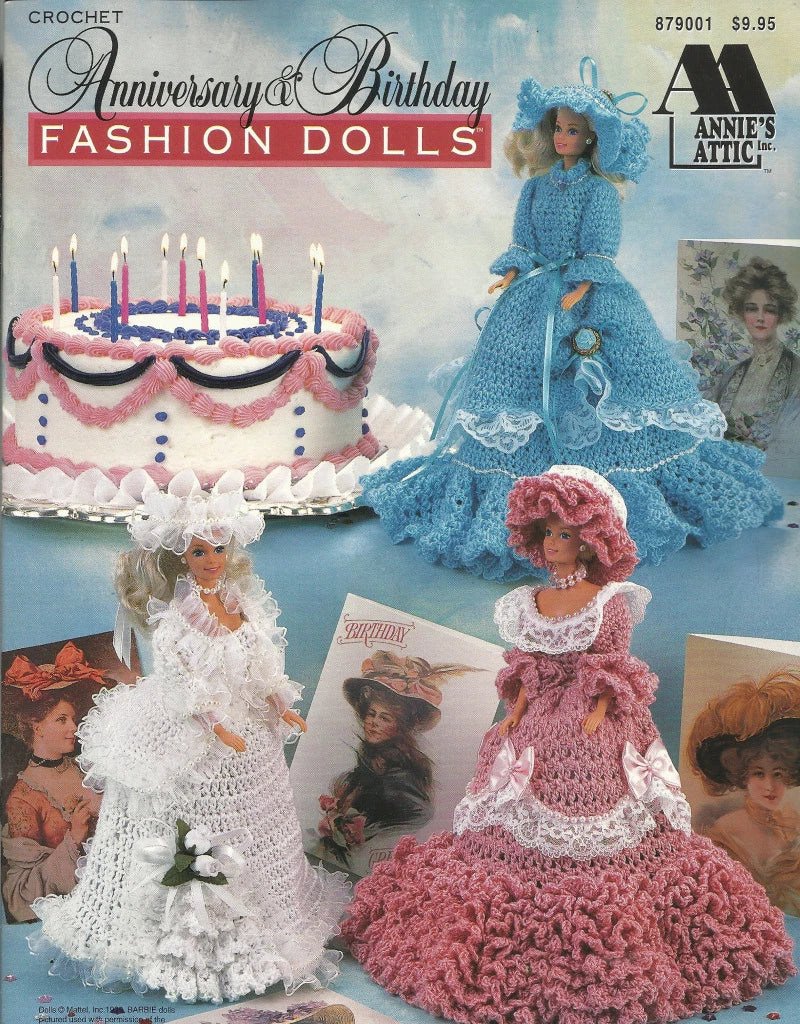 Anniversary & Birthday Crochet Fashion Doll Dress Clothing Patterns AA879001