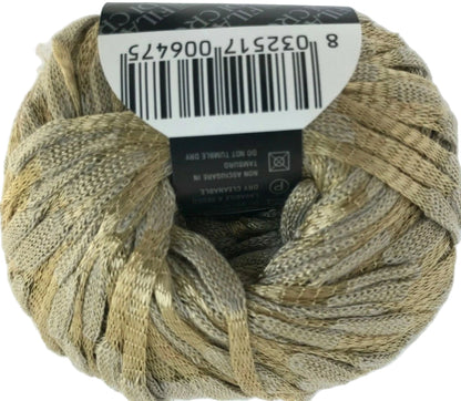 Ball of yarn with a label on a white background
