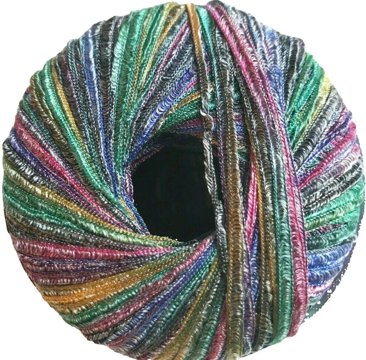 Multicolored yarn skein on a white background