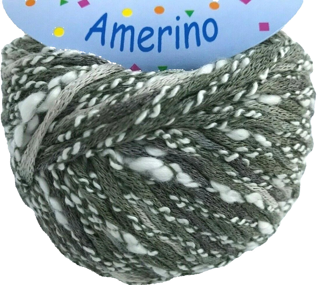 Ball of yarn with a 'Amerino' label on a white background