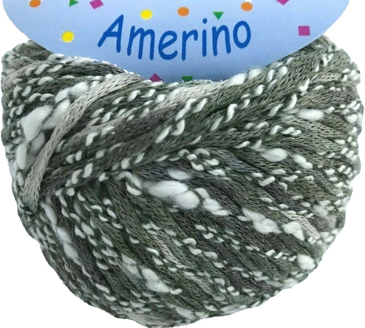 Ball of yarn with a 'Amerino' label on a white background