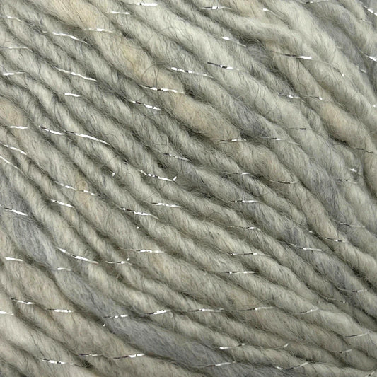 Close-up of gray rope with metallic fibers