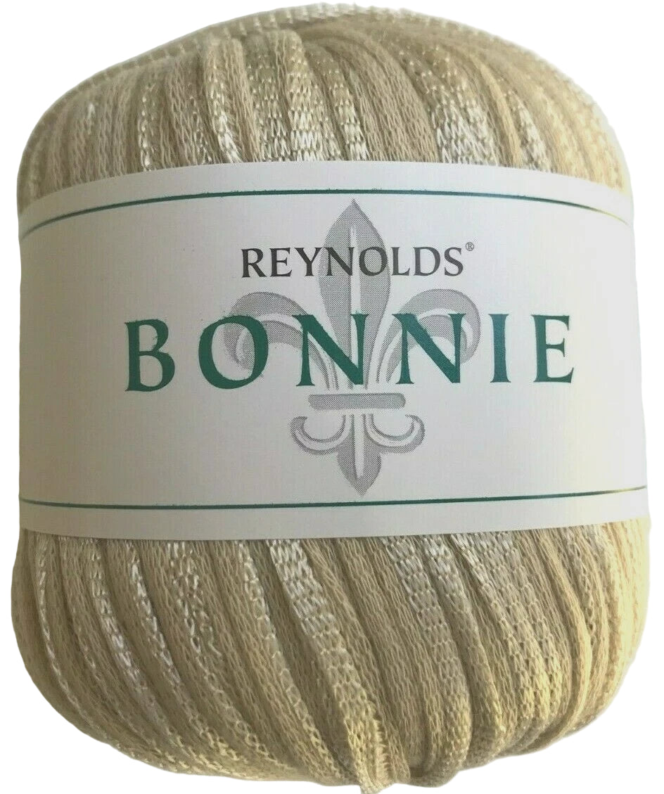 Ball of yarn with 'Reynolds Bonnie' label on a white background
