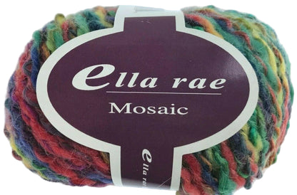 Multicolored yarn ball with 'Ella Rae' label on a white background