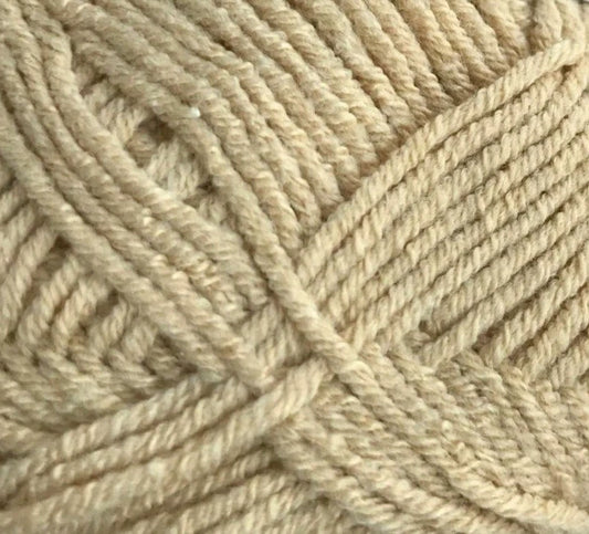 Close-up of beige yarn with a textured pattern
