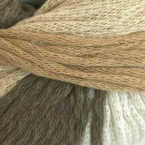 Close-up of brown yarn and fur texture