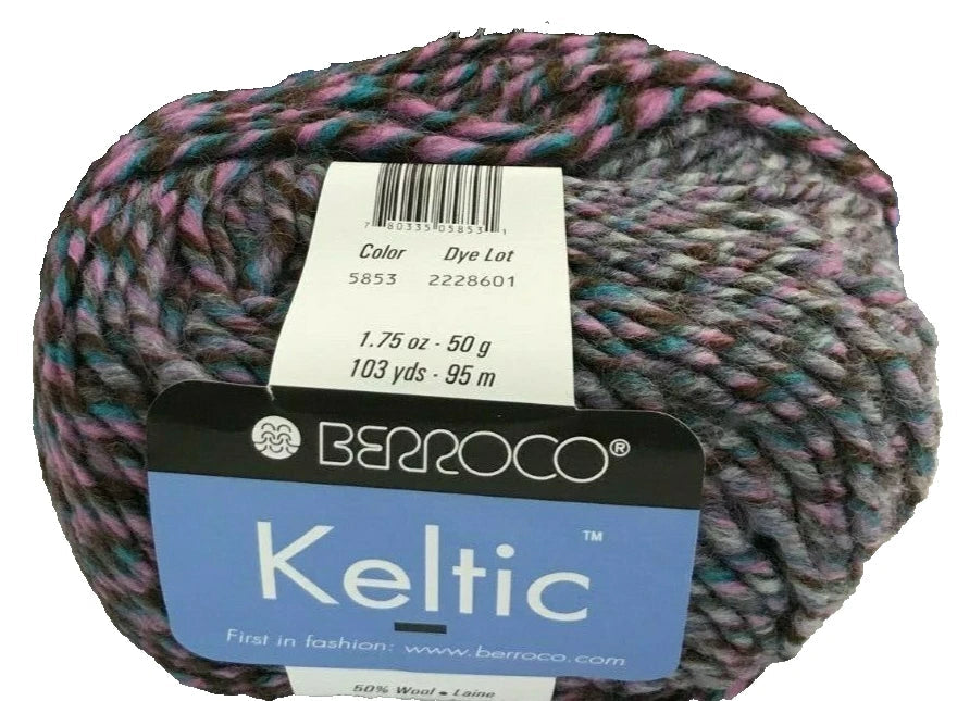 Ball of yarn with a Bernat label on a white background