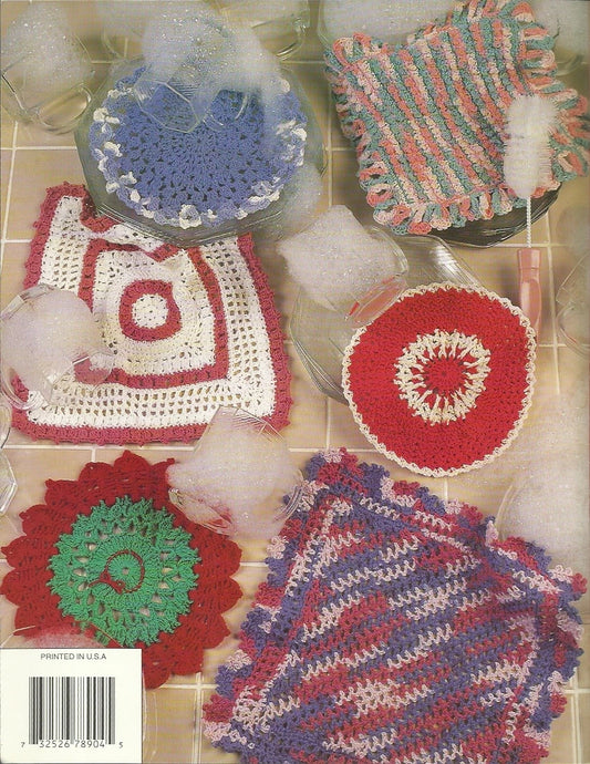 Collection of crocheted coasters on a tiled surface