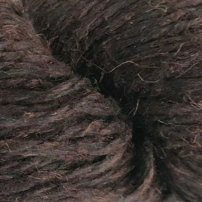 Close-up of a ball of dark brown yarn