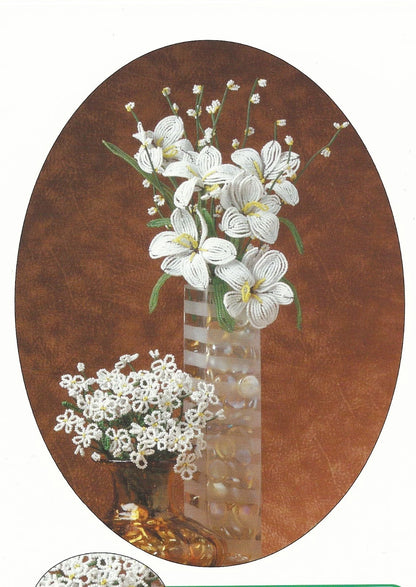 Vase with white flowers on a brown background