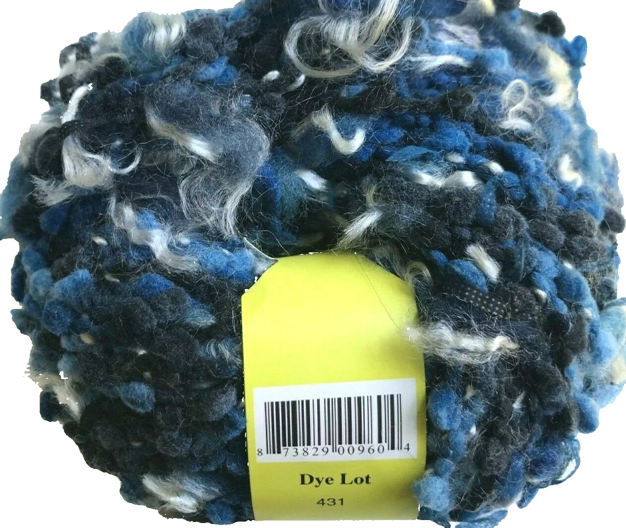 Ball of yarn with a label on a white background