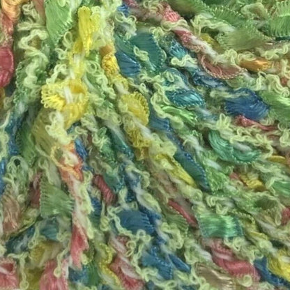 Close-up of colorful yarn with a textured pattern