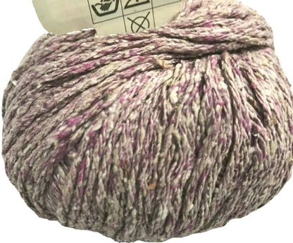Ball of yarn with a label on a white background