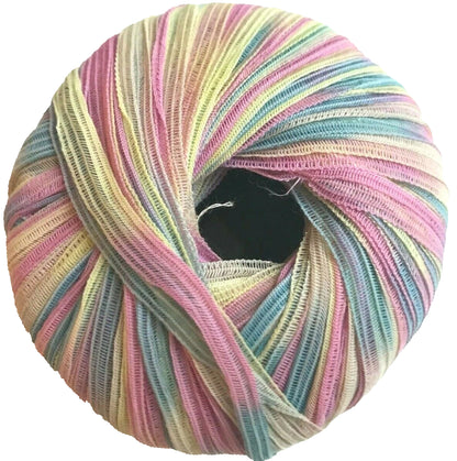 Multicolored yarn skein on a white background