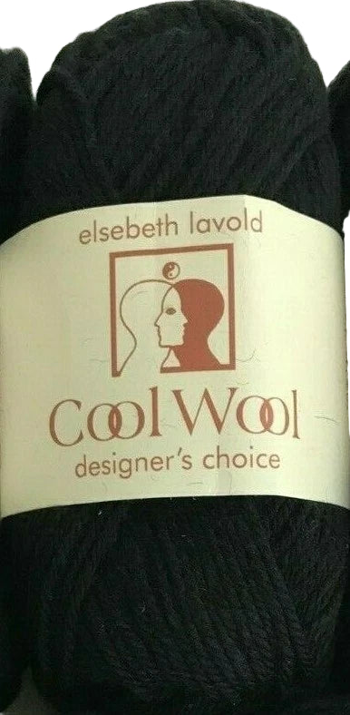 Black yarn with Elsebeth Lavold Cool Wool label