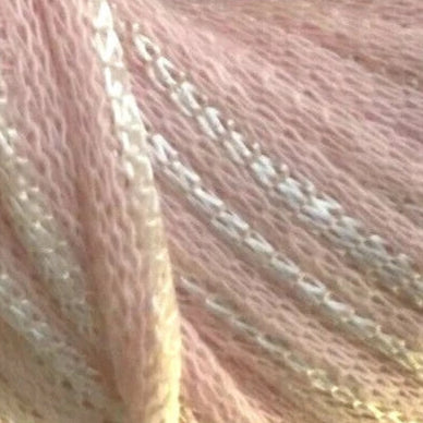 Close-up of pink yarn with metallic strands