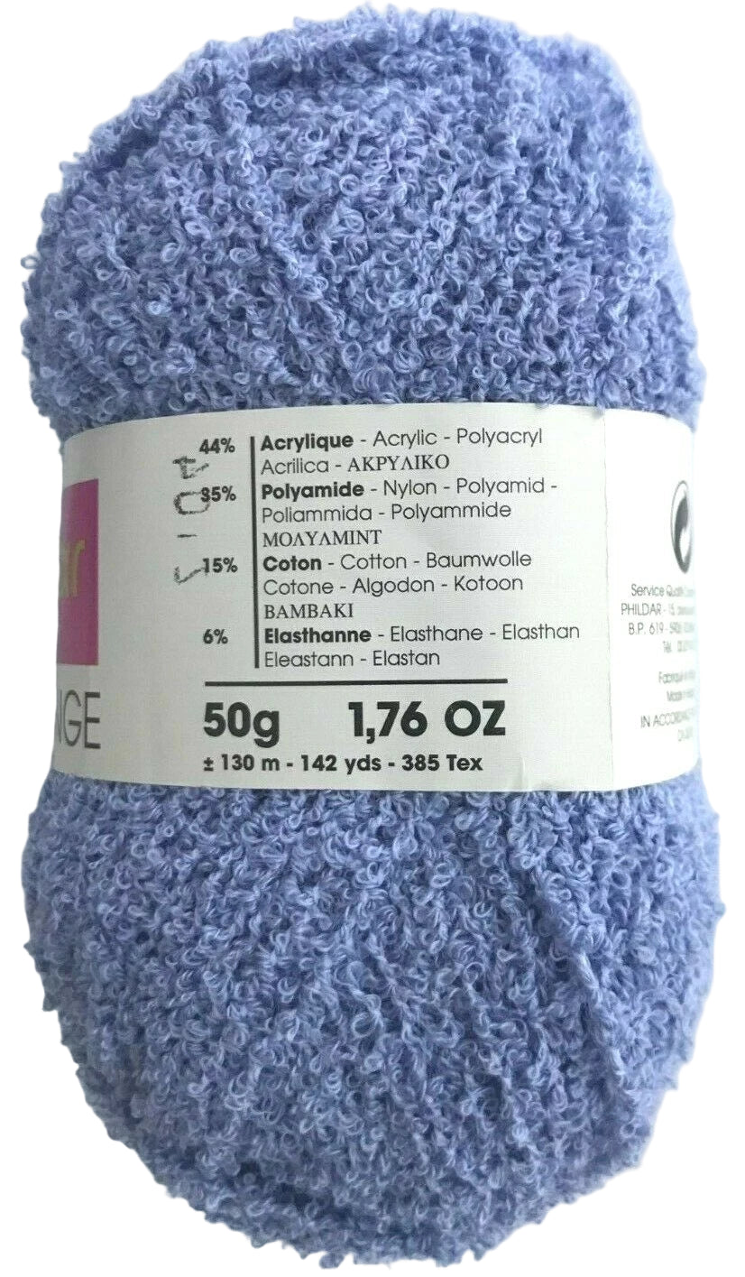Blue yarn skein with label on a white background