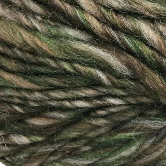 Close-up of green and brown yarn