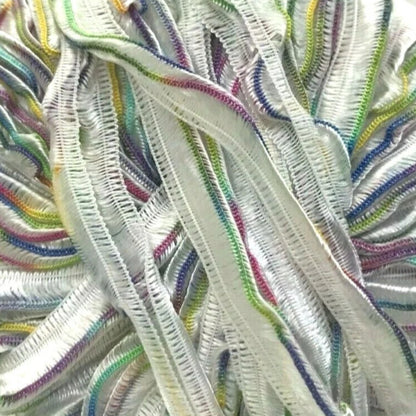 Multicolored ribbons in a ball on a white background