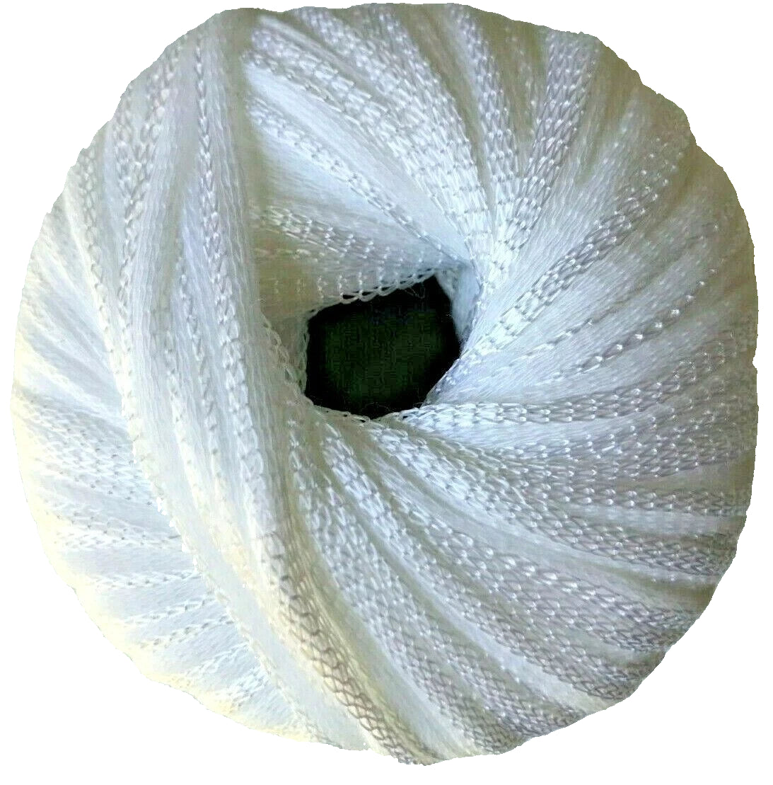 White skein of yarn on a light gray background