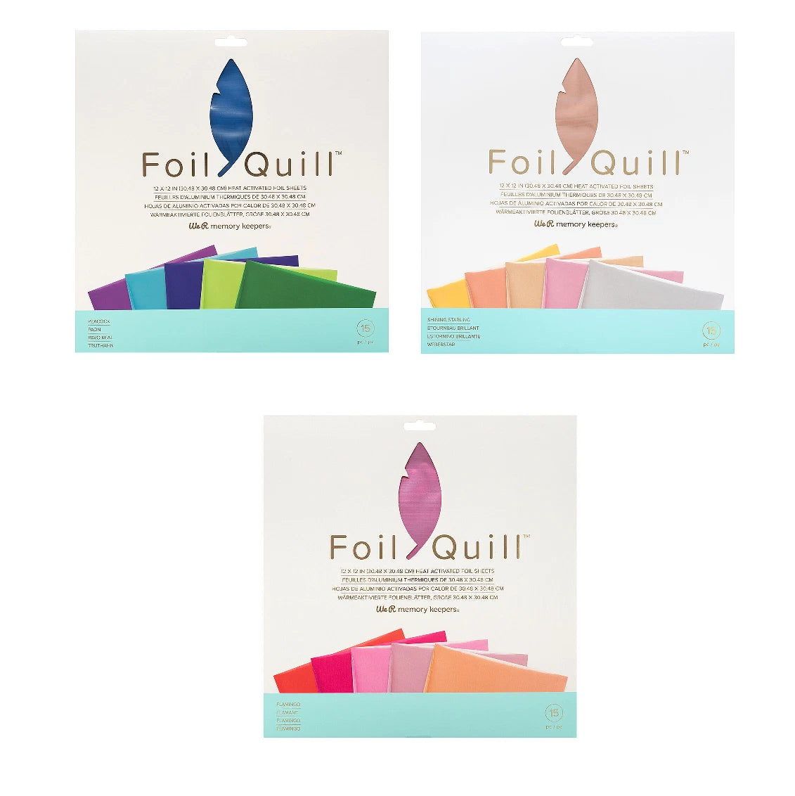 Bulk Set - Peacock, Flamino & Starling & Heat Activated Foil 45 Sheets 12”x12” - Foil Quill