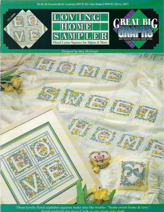 Loving Home Sampler Alphabet Squares Great Big Graphs Cross Stitch Patterns