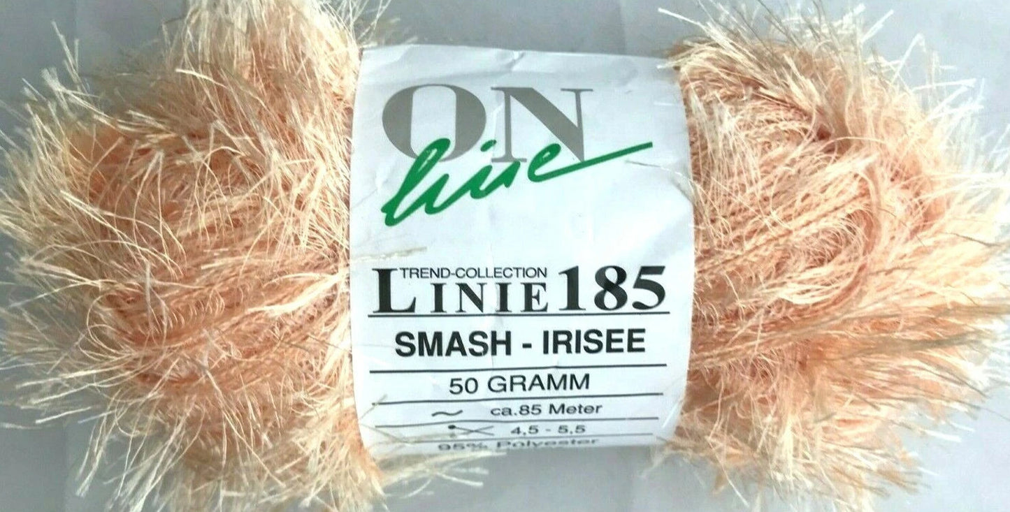 Ball of yarn with a label on a light gray background